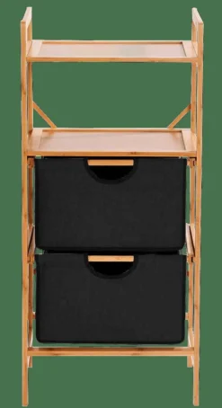 CASA BAMBOO Mobile Con 2 Cassetti Nero, Naturale- Cassettiere
