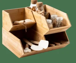 CASA BAMBOO Organizzatore Impilabile Naturale- Contenitore Per Alimenti|Scatole Conserva Vivande