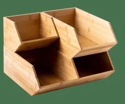 CASA BAMBOO Organizzatore Impilabile Naturale- Contenitore Per Alimenti|Scatole Conserva Vivande