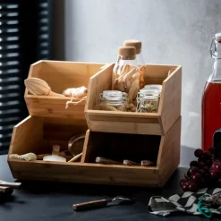 CASA BAMBOO Scatola Portatutto Vaso Per Erbe Naturale- Contenitore Per Alimenti|Scatole Conserva Vivande