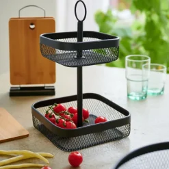 CASA BLACK LUNAR Cesto Quadrato 2 Pezzi Nero- Accessori Da Cucina