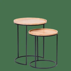 CASA GOM Tavolini Set Di 2 Nero, Naturale- Tavolini