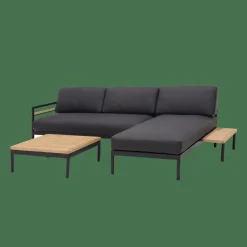 CASA HANNA Lounge Tavolino Nero, Naturale- Tavolini Da Giardino|Set Lounge