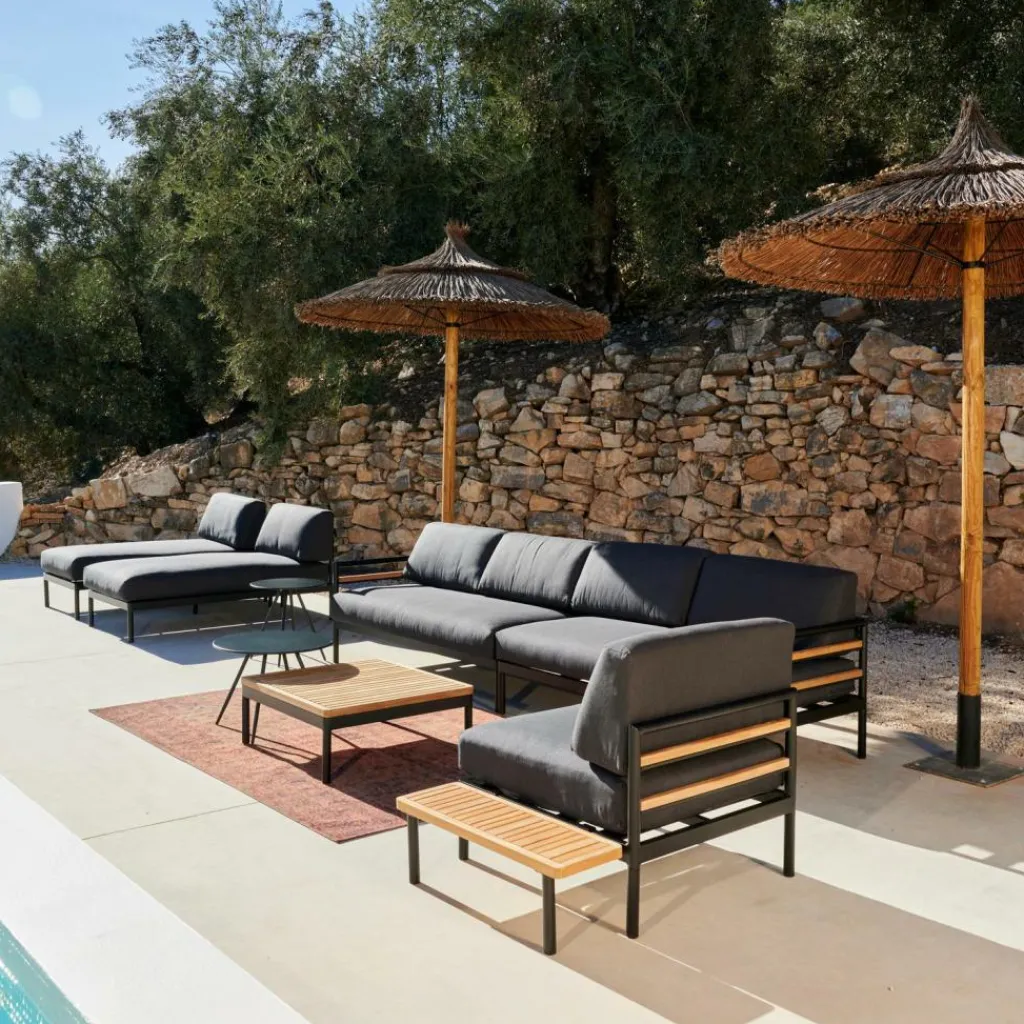 CASA HANNA Sdraio Lounge Nero- Lettini|Set Lounge