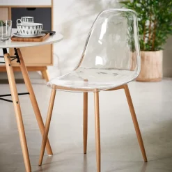 CASA ICE Sedia Da Tavolo Trasparente, Naturale- Sedie Da Pranzo