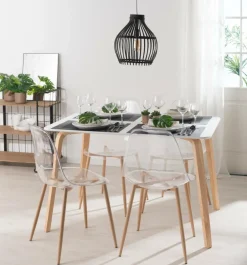 CASA ICE Sedia Da Tavolo Trasparente, Naturale- Sedie Da Pranzo