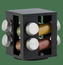 CASA INDUSTRIA Giostra Portaspezie 8 Barattolini Nero- Contenitori Per Spezie