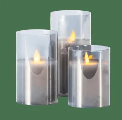 CASA ION Candele Led Set Di 3 Grigio- Candele Led
