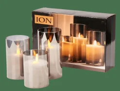 CASA ION Candele Led Set Di 3 Grigio- Candele Led