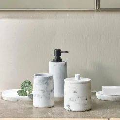CASA LUNA Dispenser Per Sapone Effetto Marmo- Accessori Da Lavandino