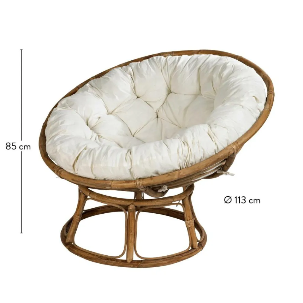 CASA PAPASAN Sedia Lounge Naturale, Bianco Antico- Poltrone