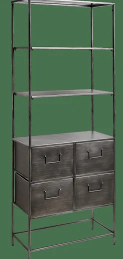 CASA PHARMA Scaffale Da Parete Con 4 Cassetti Nero- Scaffali Da Parete