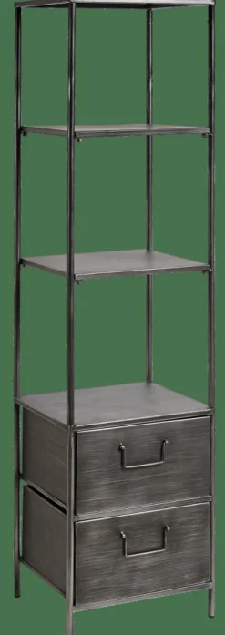 CASA PHARMA Scaffale Da Parete Con 2 Cassetti Nero- Scaffali Da Parete