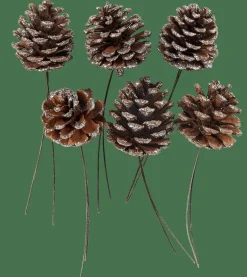 CASA PINECONE Pigne Set Da 6 2 Colori Bianco, Argentato- Autunno