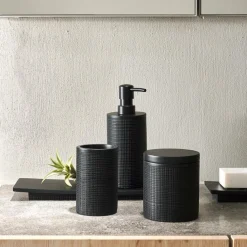 CASA SAMOURAI Scopino WC In Supporto Nero- Accessori Da Lavandino