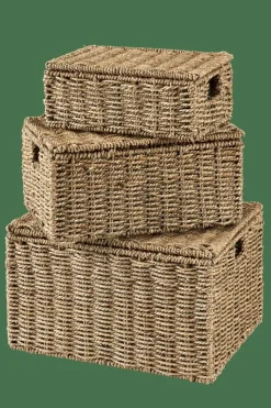 CASA SEAGRASS Cesto Portatutto L Con Coperchio Naturale- Cesti Portatutto