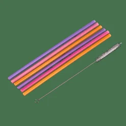 CASA SLURP Set Di 6 Cannucce Riutilizzabili Mix Di 3 Colori Arancione, Viola, Rosa- Accessori Per Cocktail