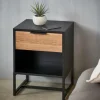 CASA TRENTON Comodino Nero, Naturale- Comodini|Cassettiere
