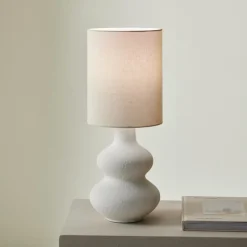 CASA WHITESTONE Lampada Tav+paralume E27 Bianco Antico- Lampade Da Tavolo