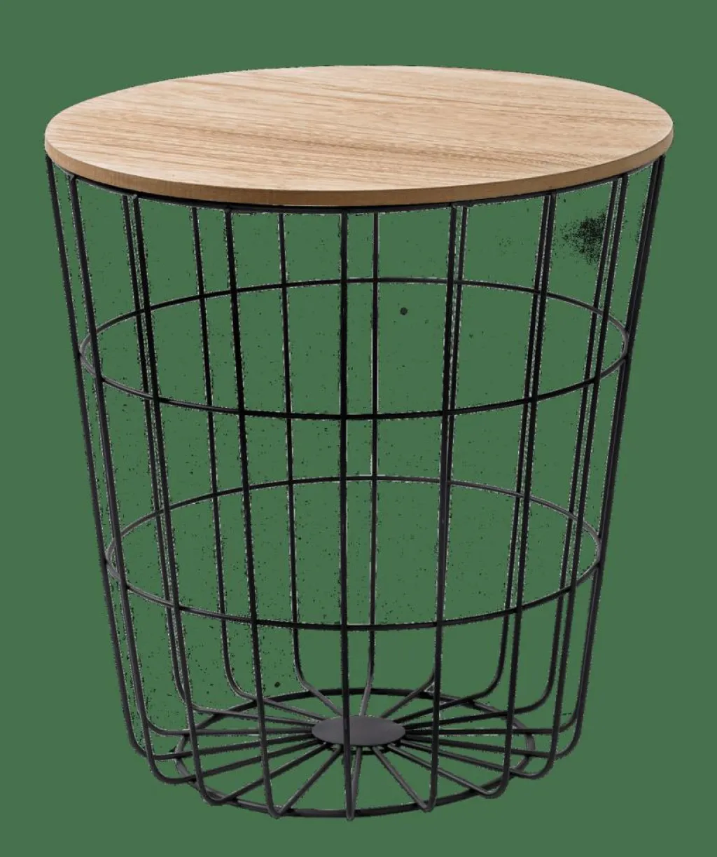 CASA WIRE Tavolino Portatutto Nero, Naturale- Cesti Di Metallo|Tavolini